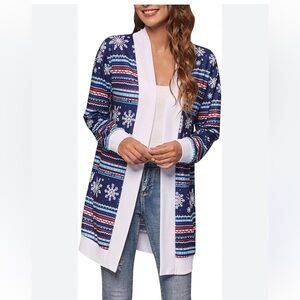 Floral Blooming Long Sleeved Woman’s Cardigan Casual Christmas Print